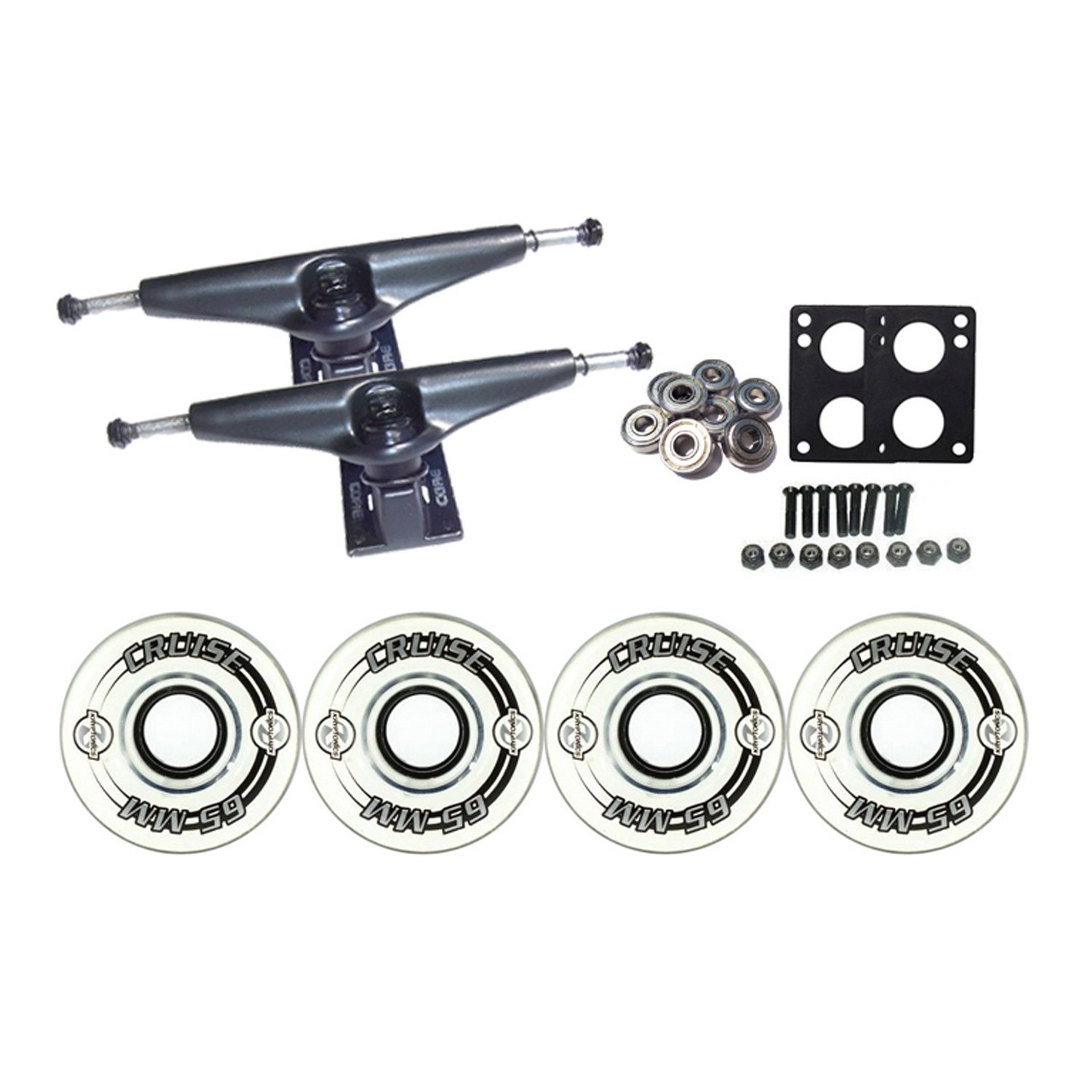 Kryptonics CRUISE Truck Wheel Pack 65mm CLEAR Core 6.0 Black