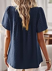 Falechay Navy Blue Tops for Women Short Sleeve