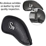 Craftsman Golf 12pcs Thick Synthetic Leather Iron Head Covers Set Black Silver view 5