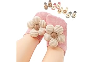 KEAINVRN 4Packs Baby Girls Socks,Flower Non-Slip Grips for Babies Toddler Princess Low Cut Ankle Socks for Girls