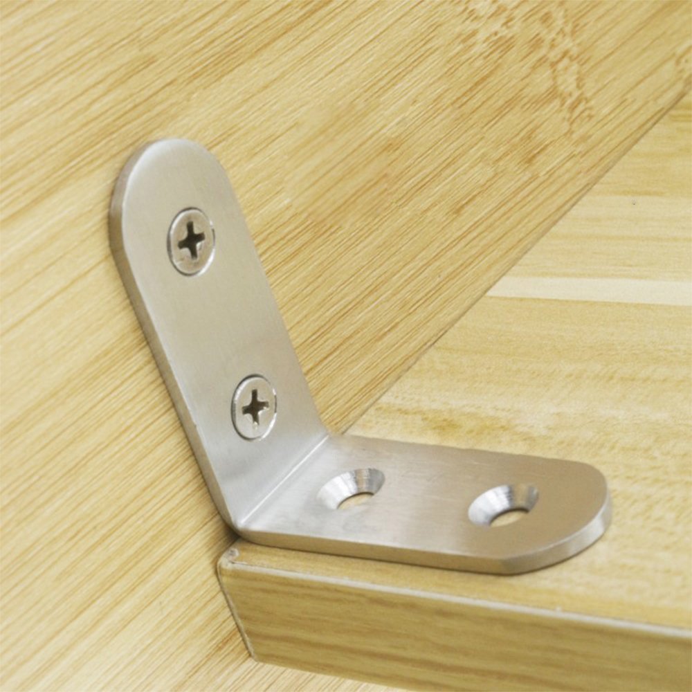 SANSUM 20pcs Corner Brace Bracket 1.6 inch Stainless Steel Brace Corner Steel Joint Right Angle Bracket Fastener with Screws