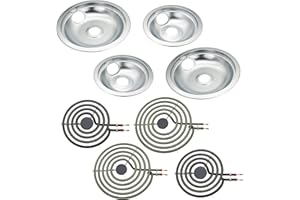 Siwdoy 316048413 & 316048414 Drip Pan Set and MP22YA Electric Range Burner Element Unit Set, Compatible with Frigi-daire Ken-more Range Oven