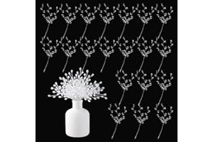 NOTOKE 20PCS Acrylic Crystal Flower Branches – Clear Artificial Bead Drop Bouquets, Glitter Floral Acrylic Picks Arrangement for Wedding, Christmas, Thanksgiving & Home/Office Table Top Decoration – Clear