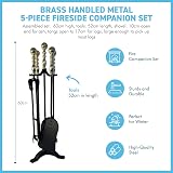 Thorness 5-Piece Fireside Companion Set Black Brass Handle 61cm Wood Burner view 4