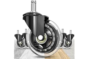 Soontrans Office Chair Wheels Replacement Rubber Chair Casters for Wood Floor Carpet Tile, Set of 5, Heavy Duty Computer Desk Chair Caster Wheels, NOT Compatible for IKEA, Universal Fit