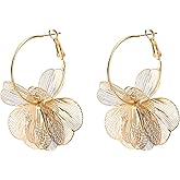 Flower Dangle Earrings for Women, Gold Floral Hoop Earrings Statement Boho Style Drop Dangle Jewelry Trendy Jewelry Gifts