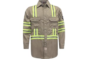 BOCOMAL FR Shirts High Visibility/Hi Vis Flame Resistant/Fire Retardant Shirt 7.5oz Men's Reflective Shirts