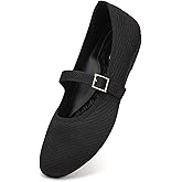 Frank Mully Women's Mary Jane Flats Comfortable Dressy Ballet Flats Casual Round Toe Slip On Washable Knitted Fabric Office Work Woman Shoes