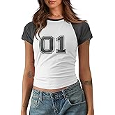 Imily Bela Cute Baby Tees Back to School Short Sleeve T Shirts Graphic Number Print Summer Crop Tops for Women 2025