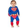 DC Comics Baby Boys Superhero Costume – Zip Up Bodysuit with Cape Cosplay - Baby Superman Costume and Baby Batman Costume