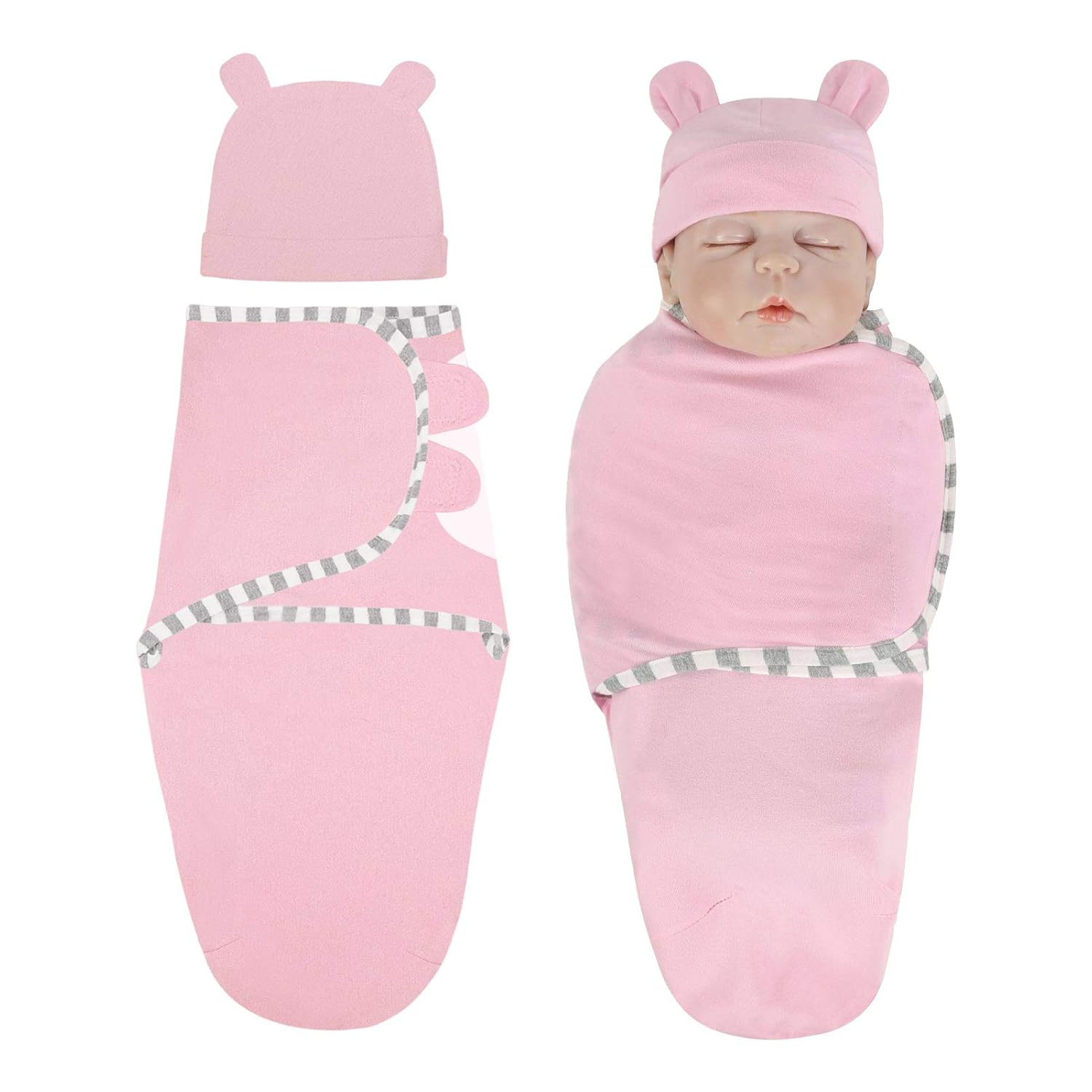 Buy Duoyeree Baby Swaddle Blanket Newborn Hat Set Cotton Soft Swaddling