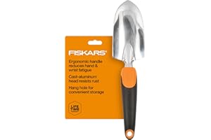 Fiskars Ergo Garden Trowel for Digging and Planting, Heavy Duty Gardening Hand Tool with Hanging Hole