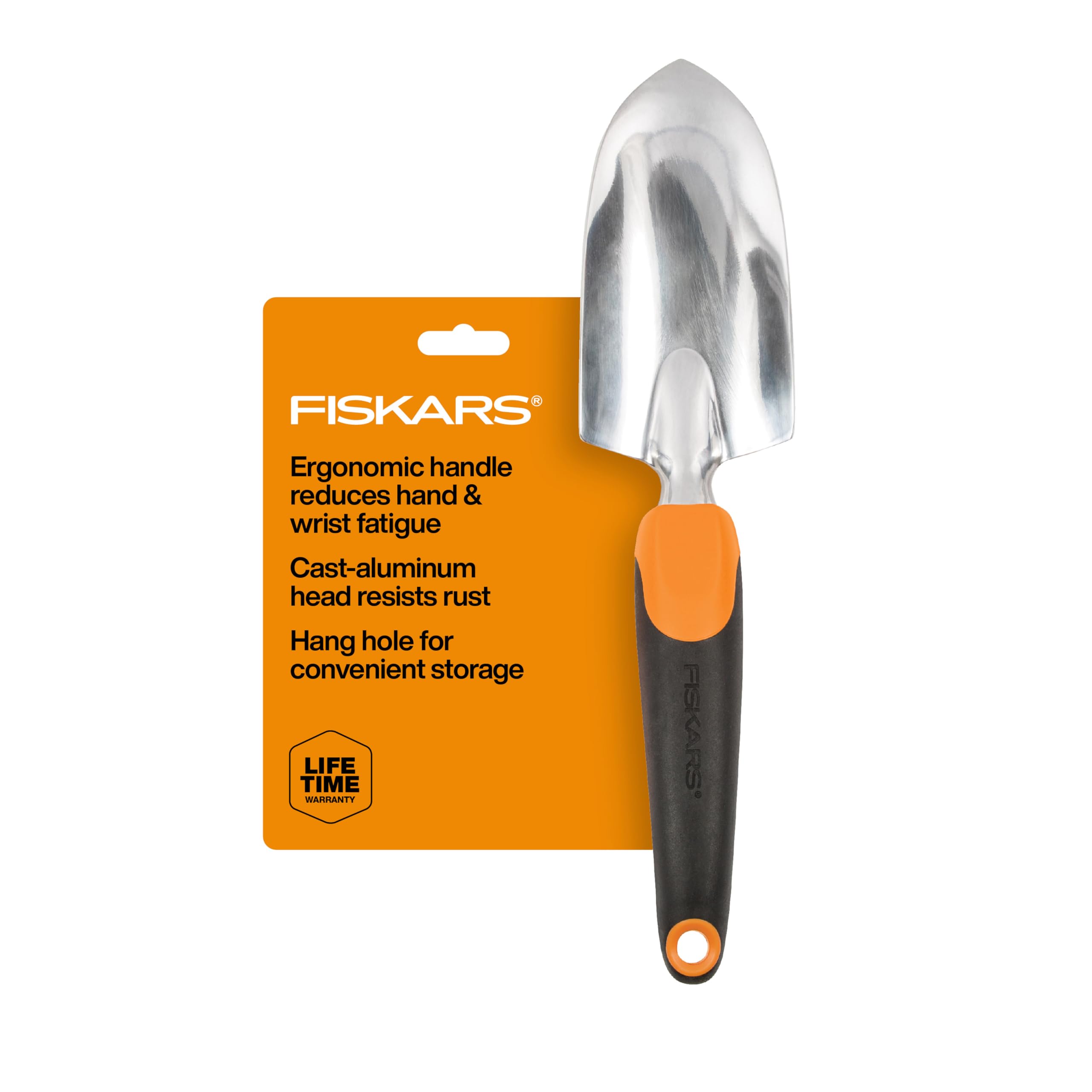 Photo 1 of Fiskars Ergo Garden Trowel for Digging and Planting, Heavy Duty Gardening Hand Tool with Hanging Hole