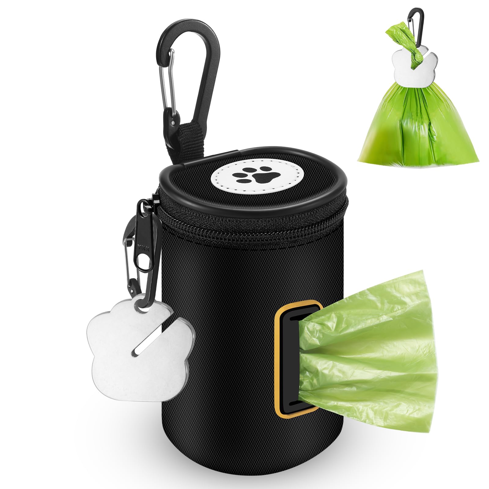 RASSE Dog Poop Bags Dispenser Dog Poop Waste Bag Holder Zipper Pouch with Carabiner Clip, 1680D Nylon Oxford Waste Bag Dispenser for Leashes Dog Poop Bags