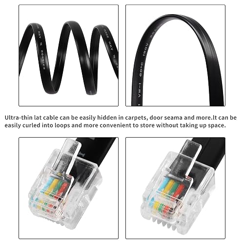 Câble Téléphone RJ12 Rétractable RIIEYOCA - 6P6C Mâle à Mâle, Extensible Jusqu'à 1,5m