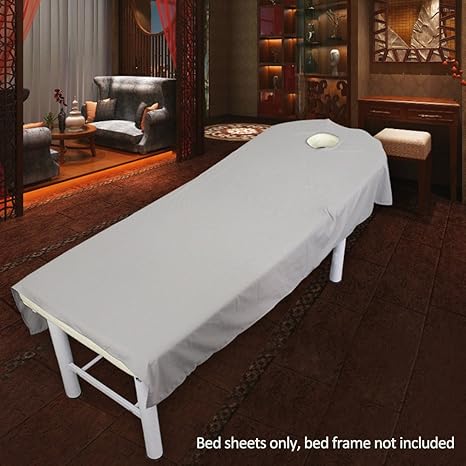 SAXTEL Massageliegenbezug mit Gesichtsloch, 9 Reine Farben, für Beauty-Salon, Massageliege, Couches (120 x 190 cm, Grau)
