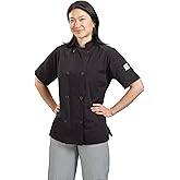 Mercer Culinary M60023BKS Millennia Women's Short Sleeve Cook Jacket with Traditional Buttons, Small, Black