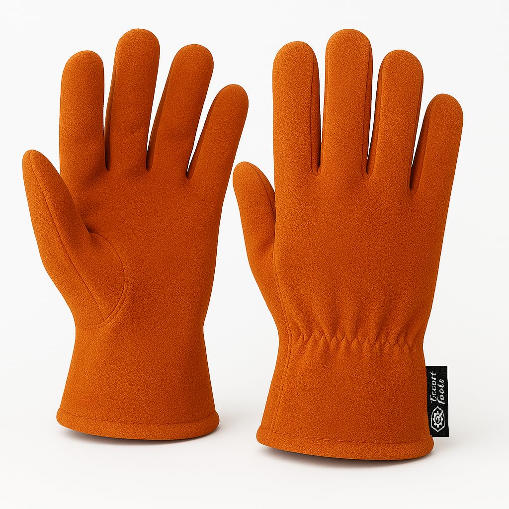 Escort Tools® Heavy Duty Leather Gardening Work Gloves, Thorn Proof, Touch Screen, Utility Safety Working Gloves Breathable, Tear Resistant, High Dexterity Mechanic Gloves Unisex (Orange, L)