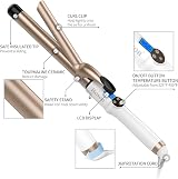 Hoson 25mm Curling Tongs Long Barrel Ceramic Tourmaline Wand LCD 9 Heat view 5
