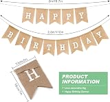 TakFree Happy Birthday Burlap Bunting 6.6 Ft Linen Garland Swallowtail view 2