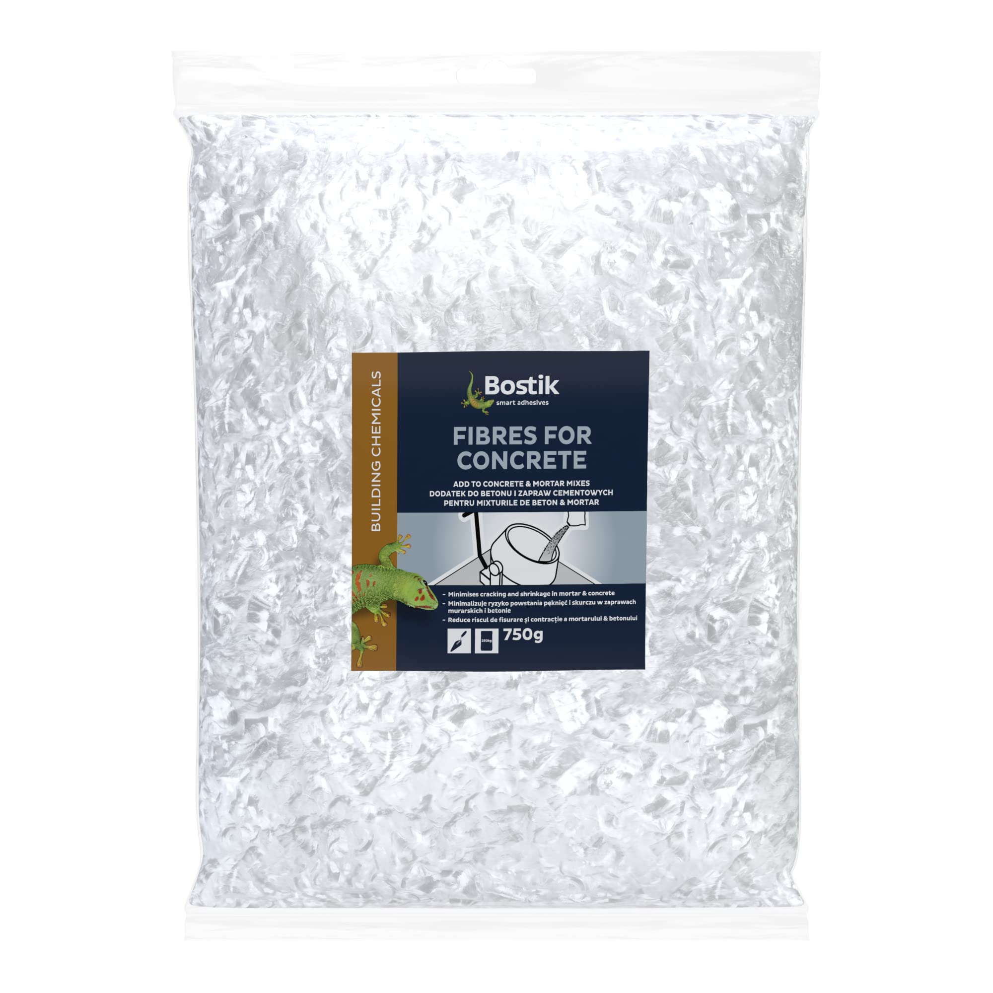 Bostik Fibres for Concrete 750g - Reduce Cracking - Crazing and Shrinkage in Non-Structural Concrete and Mortar