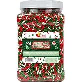 Christmas Sprinkles Bulk - 2.2 LB - Xmas Tree Jimmies | Red, Green &amp; White Confetti for Dessert Decorating - Holiday Baking Toppings for Gingerbread, Cupcakes, Cookies, Cake Pops
