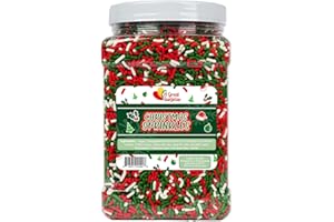 A GREAT SURPRISE Christmas Sprinkles Bulk - 2.2 LB - Xmas Tree Jimmies - Red, Green & White Confetti for Dessert Decorating - Holiday Baking Toppings for Gingerbread, Cupcakes, Cookies, Cake Pops