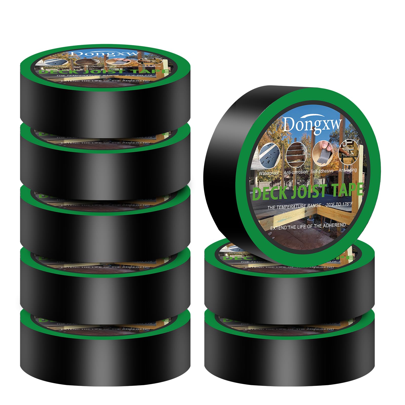 Dongxw Joist Tape, 8 Rolls 5cm x 15.2m Waterproof Butyl Deck Flashing Tape, Weather Resistant for Decking, Beams, Wood Joists