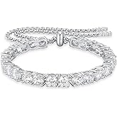 GlmrngDQ Moissanite Tennis Bracelet, 3MM-3.56Carats Diamond Adjustable Bracelet,18K White Gold Plated 925 Sterling Silver Hypoallergenic, Tennis Bracelet for Women.