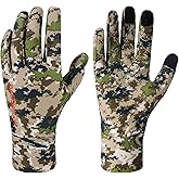 BASSDASH UPF 50+ Unisex Lightweight Camo Hunting Gloves Early Season | Breathable Stretch Gloves with Touchscreen Fingers, Anti-slip Palm for Warm Weather Fishing Photography Men Women
