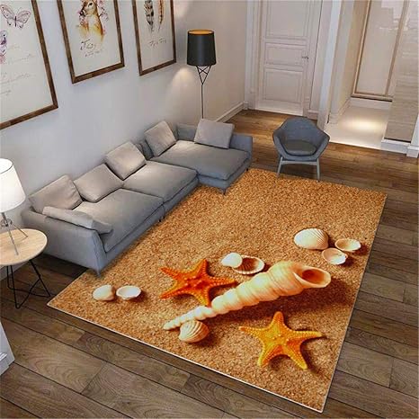 Amazon ラグ チェック ヒトデと貝殻 多色選 滑り止め付 抗菌 四角 長方形 風水 マット 形 ラグ カーペット オンライン通販