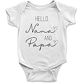 Brain Juice Tees Hello Nana Papa Onesie® Baby Boy Clothes Unisex Funny Baby Girl Romper Grandparents Onesie® (6-9 Month)