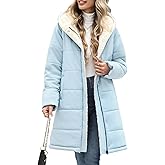 UMIPUBO Women's Long Winter Puffer Jacket – Sherpa Fleece Lined Hooded Coat, Water-Repellent Windproof Warm Quilted Outerwear