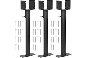 BTRAM 3 Pack 304 Stainless Steel 3.6" Heavy Duty Saddle Roof Riser for Patio Pergolas, 18-1/4" High (Black)