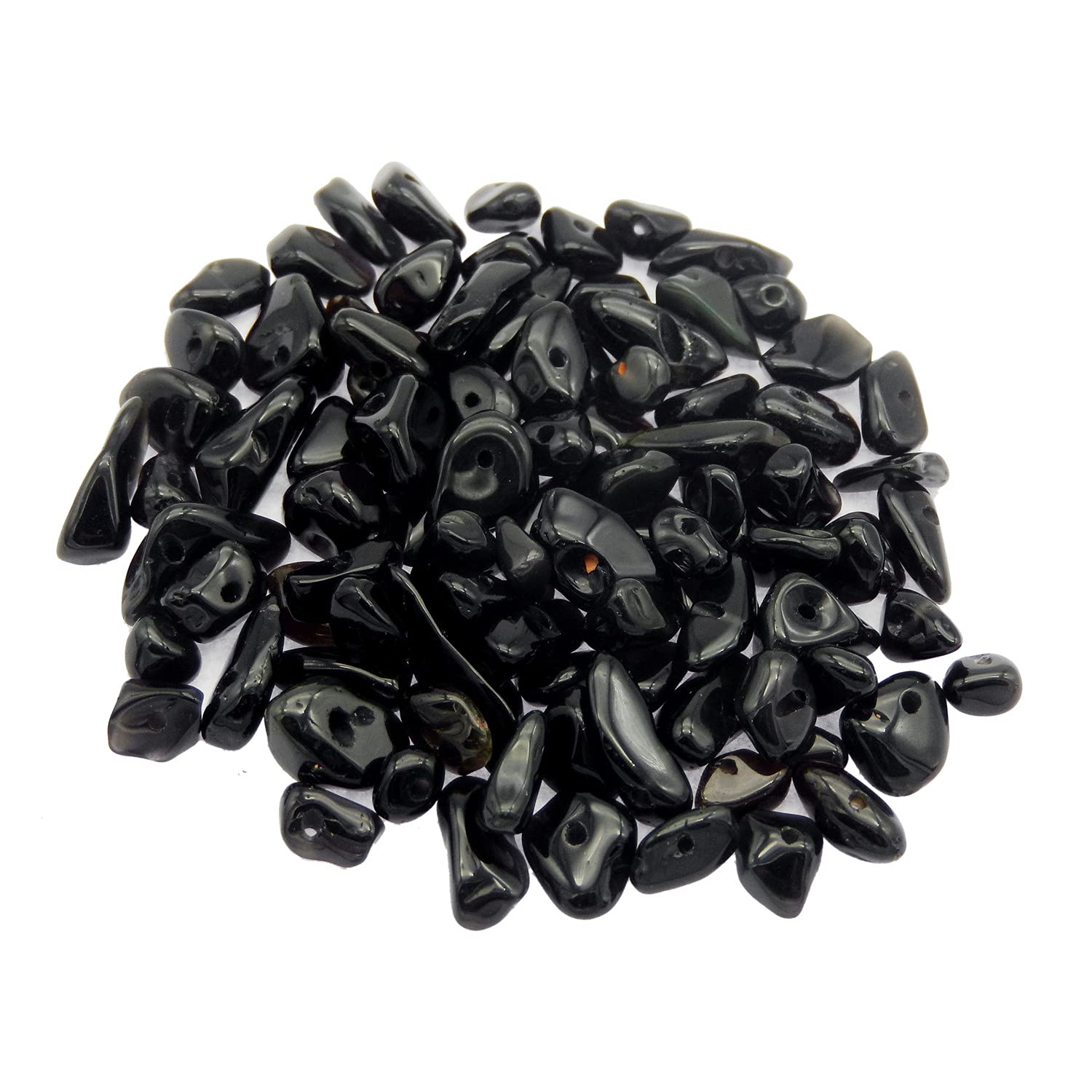 450PCS Obsidian Natural Irregular Chip Stone Beads 5-8mm Gemstones Crystal Loose Bead for Jewelry Making Bracelet Necklace DIY Craft Finding
