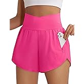 BMJL Women's Athletic Shorts High Waisted Running Short Pockets Gym Elastic Quick Dry Workout Shorts 2.5"