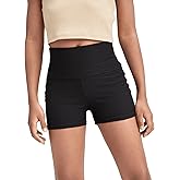 Floerns Girls Dance Shorts Breathable Rib Knit Sporty Running Biker Shorts