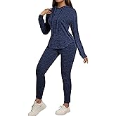 Fixmatti Women Pullover Hoodie Sweat Set Long Sleeve Ribbed Sweatsuit Tracksuits with Pocket