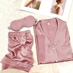 WJing Yi Jia Womens Pajama Sets XS-4XL Silk Satin