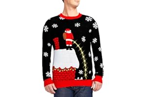 Tipsy Elves Light Up Ugly Christmas Sweaters for Men - Funny Holiday Pullover with LED Lights for Winter Gatherings