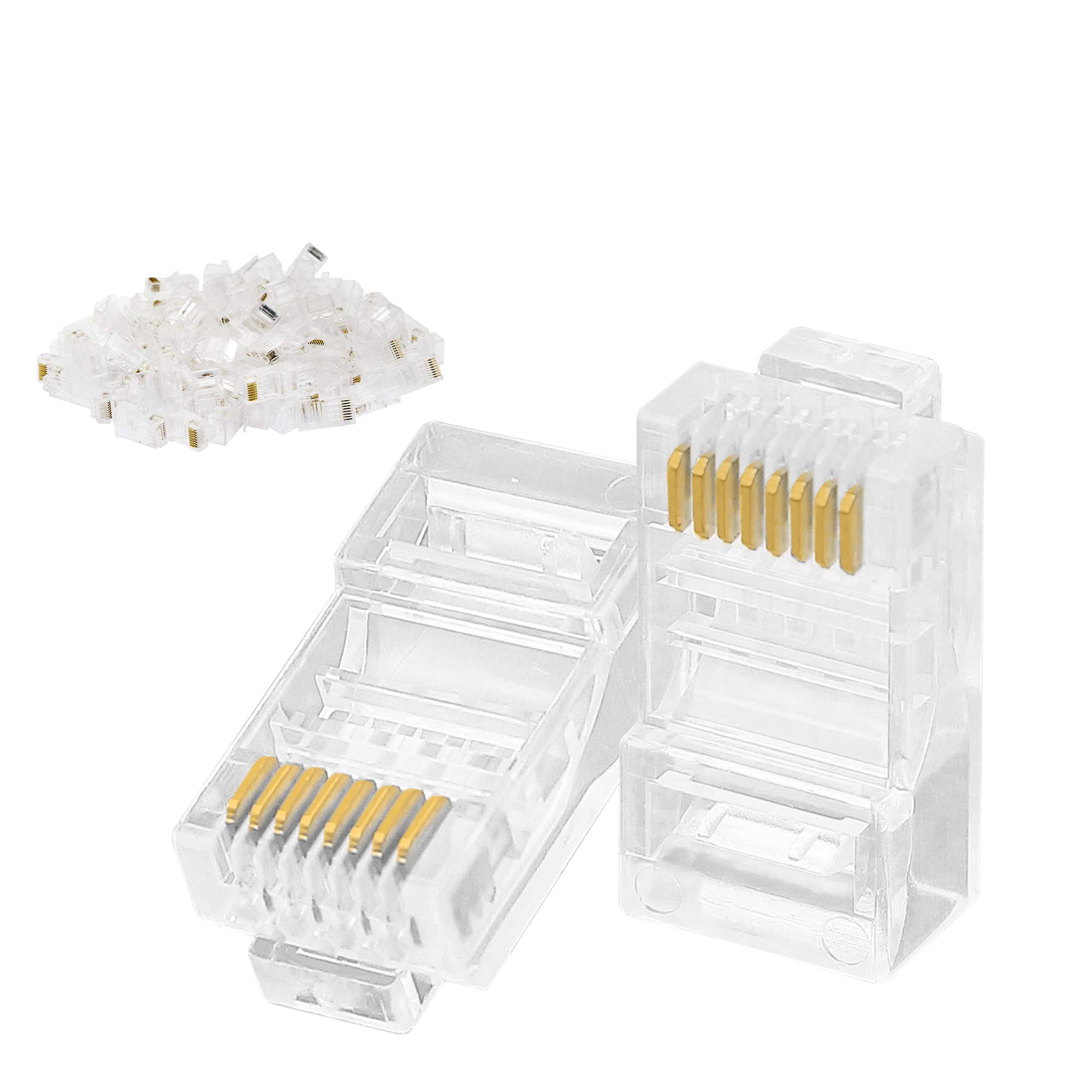GELRHONR 100 PCS Cat 6 Connector RJ45 Modular Plugs,Cable Solid Crystal Head CAT6 Crimp Ends for Solid or Stranded UTP Cable CAT5 CAT5E CAT6