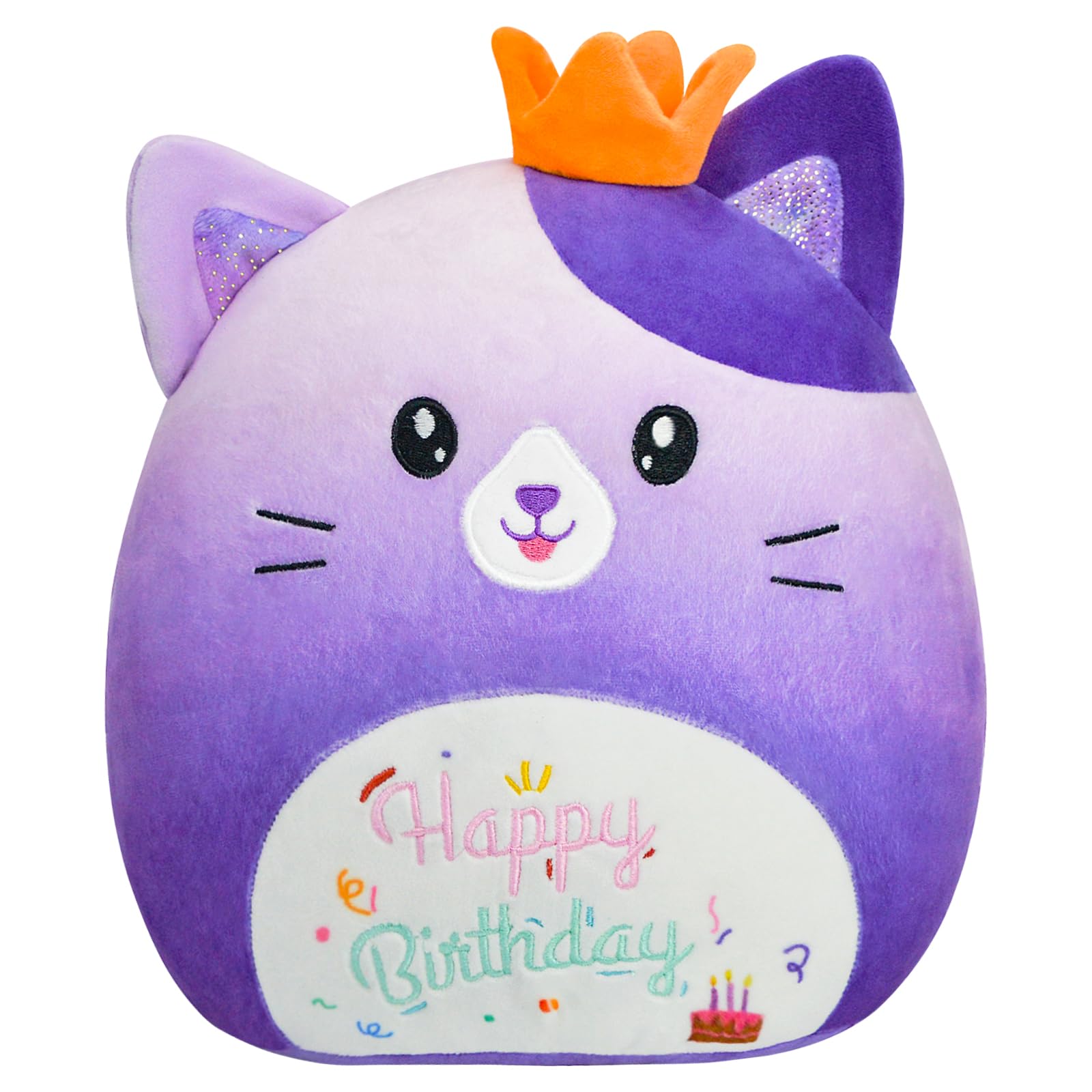 AWNOGKUE Cat Stuffed Animal Cat Plush Toys 14 Inch Soft Plushies Pillow Cute Gradient Purple Plushies Room Decoration Birthday Gifts for Kids Toddlers Girls and Boys