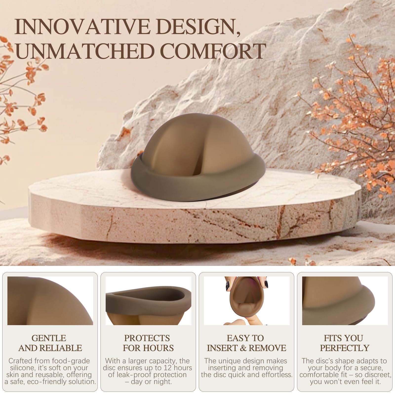 Reusable Menstrual Disc - Soft & Comfortable, Leakproof Menstrual Cup Alternative - Set of 2 (Large & Small Sizes)