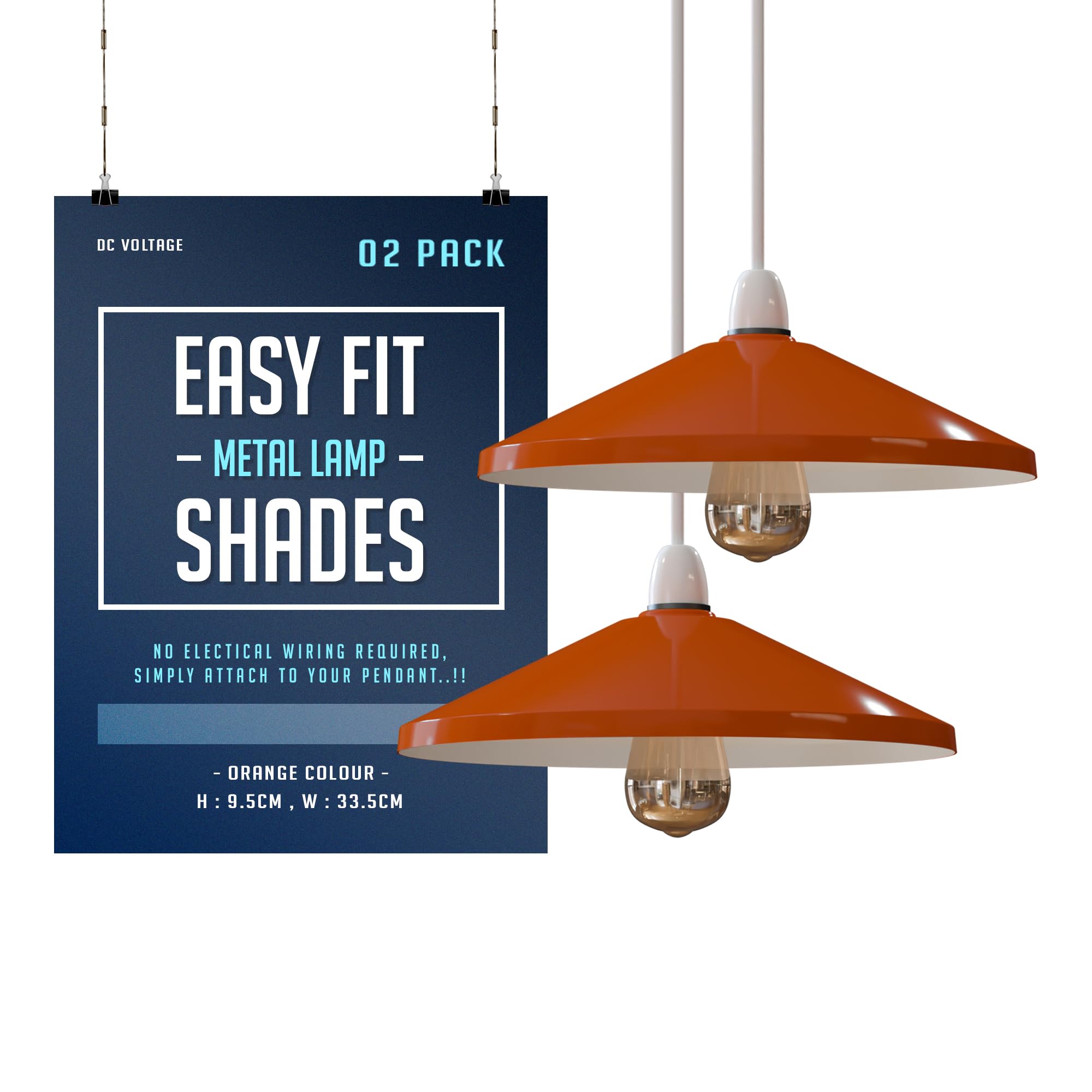 DC VOLTAGE Orange Lampshade for Ceiling,30cm Lamp Shades Light Shade Ceiling Light Industrial Metal Bulbguard Pendant Lighting Ceiling Light Shade Lamp Shades Ceiling for Indoor Pendant Light Shade