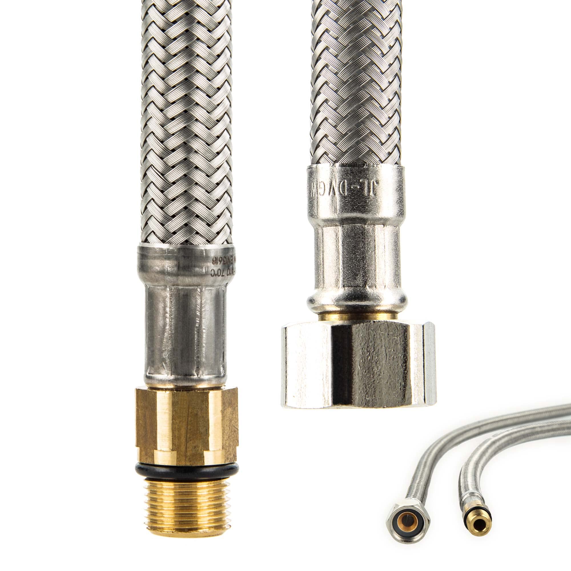tecuro Sanitary Connection Hose M12 x 1 Short x 3/8 ÜWM x 2000 mm, KTW-A- DVGW Tested, Temperature Resistant from -5 °C to 70 °C