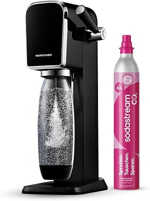 Wassersprudler ART mit CO2-Zylinder und 1x 1L spülmaschinenfeste Kunststoff-Flasche, Höhe 44cm, Schwarz, 44 cm