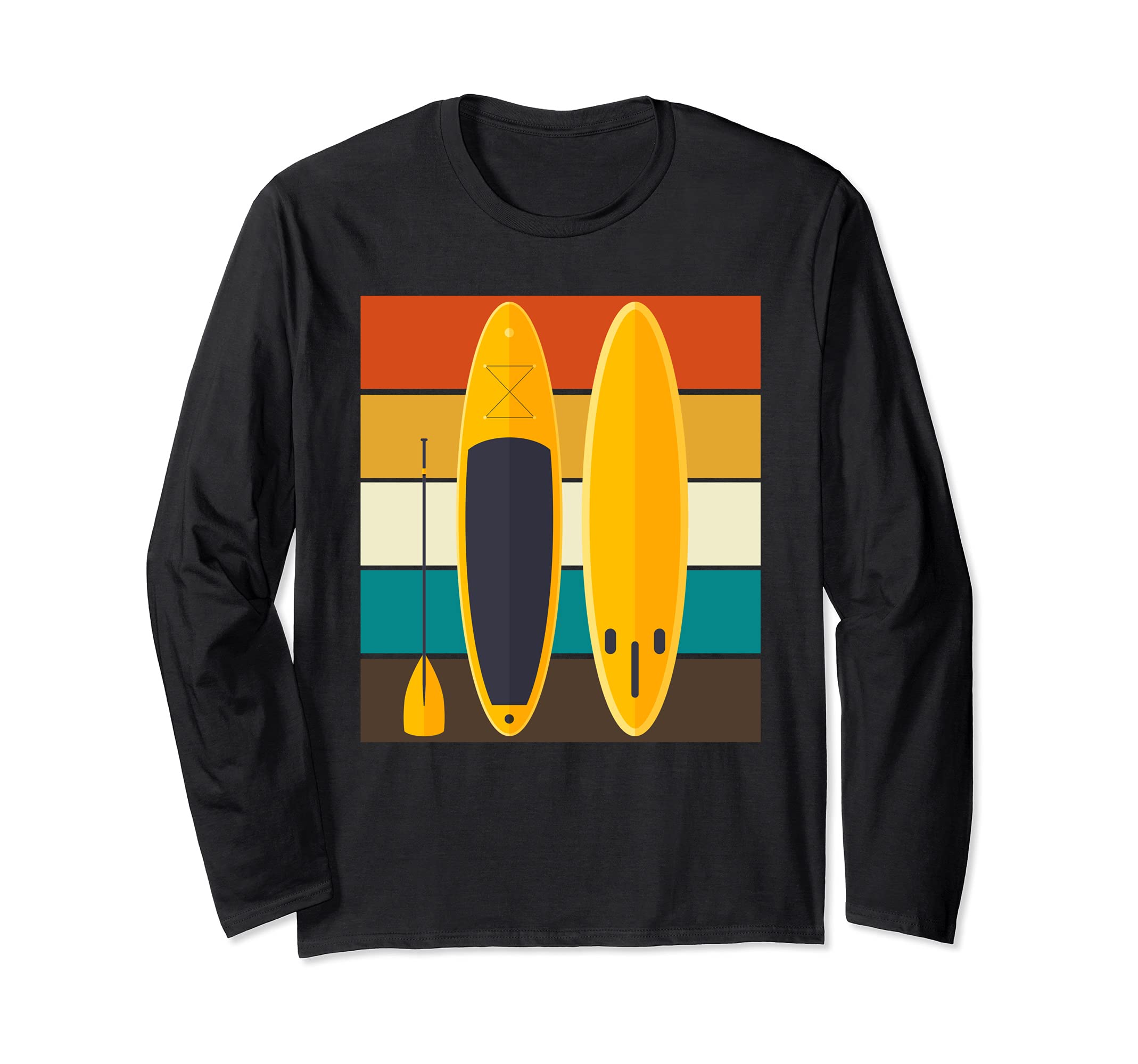 Retro Paddleboard Outdoor Sport SUP Stand Up Paddling Long Sleeve T-Shirt