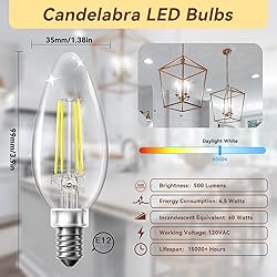 TJOY LED Candelabra Bulbs Dimmable, 60W Equivalent