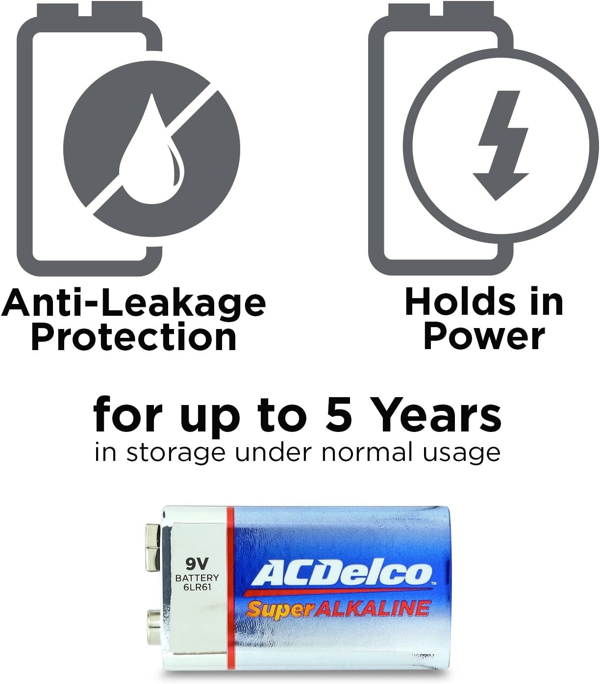 ACDelco 9 Volt Batteries, Super Alkaline Battery, 4 Count Pack: Health & Personal Care