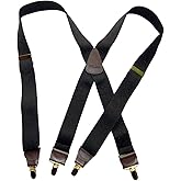 Hold-Up Casual Series Suspenders for Men In the Traditional X-Back Style with USA Patented No-Slip Clips